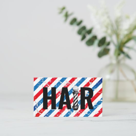 ヴィンテージ理容師ショップポールタイポグラフィ美容師 名刺 (スタンド正面)