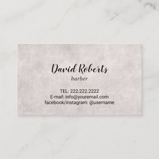 ヴィンテージ理容師ショップポールタイポグラフィ美容師 名刺 (裏面)