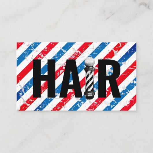 ヴィンテージ理容師ショップポールタイポグラフィ美容師 名刺 (正面)