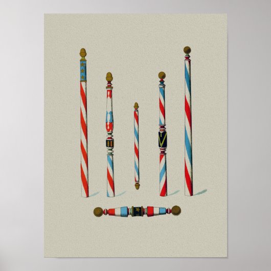 ヴィンテージ理容師ショップポール ポスター (正面)