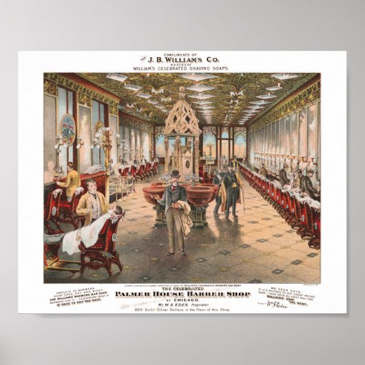 ヴィンテージ理容師ショップ広告ポスター ポスター (正面)