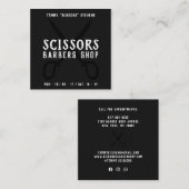ヴィンテージ理容師ショップ白黒レトロシザーロゴ スクエア名刺 (正面/裏面)