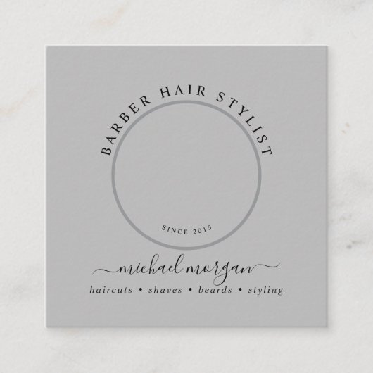 ヴィンテージ理容師ショップ美容師理容師 スクエア名刺 (正面)