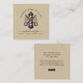 ヴィンテージ理容師ショップ美容師理容師 スクエア名刺 (正面/裏面)