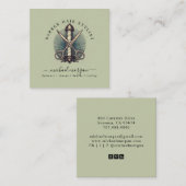 ヴィンテージ理容師ショップ美容師理容師 スクエア名刺 (正面/裏面)