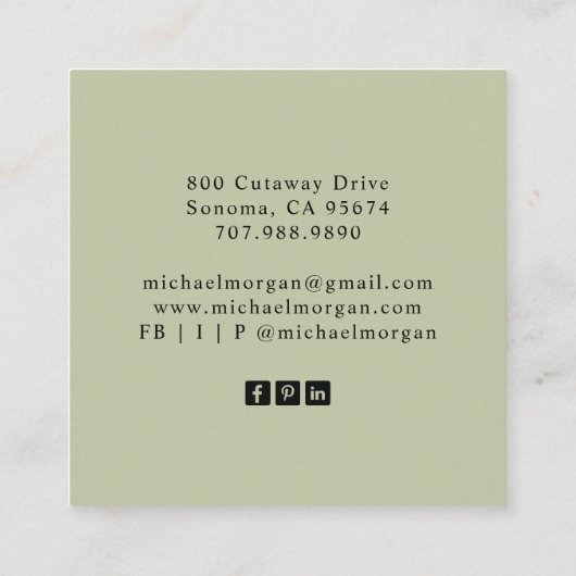 ヴィンテージ理容師ショップ美容師理容師 スクエア名刺 (裏面)