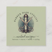 ヴィンテージ理容師ショップ美容師理容師 スクエア名刺 (正面)