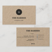 ヴィンテージ理容師ショップ（モノグラム/ソーシャルメディア付き） 名刺 (正面/裏面)