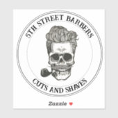 ヴィンテージ理容師スカルロゴのカスタマイズ シール (シート)