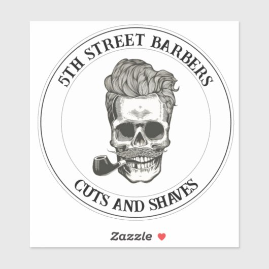 ヴィンテージ理容師スカルロゴのカスタマイズ シール (シート)