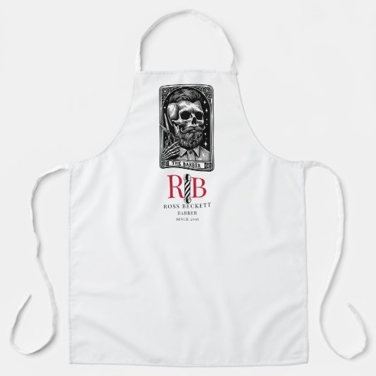 ヴィンテージ理容師タロットロゴモノグラム エプロン (正面)