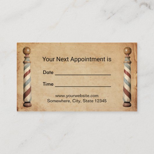 ヴィンテージ理容師バーバーショップ美容師アポイントメント 予約カード (裏面)