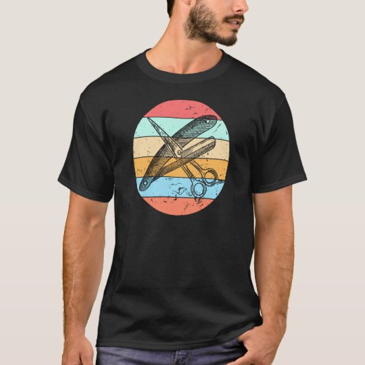 ヴィンテージ理容師レトロ美容師 Tシャツ (正面)