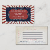 ヴィンテージ理容師名刺とアポイントメントカード 予約カード (正面/裏面)