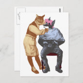 ヴィンテージ理容師猫犬 ポストカード (正面/裏面)