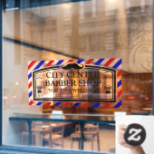 ヴィンテージ理容店のフロントをパーソナライズ ウィンドウサイン (カフェ窓)