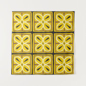 ヴィンテージ瓦パターンデザイン タペストリー (正面(横))