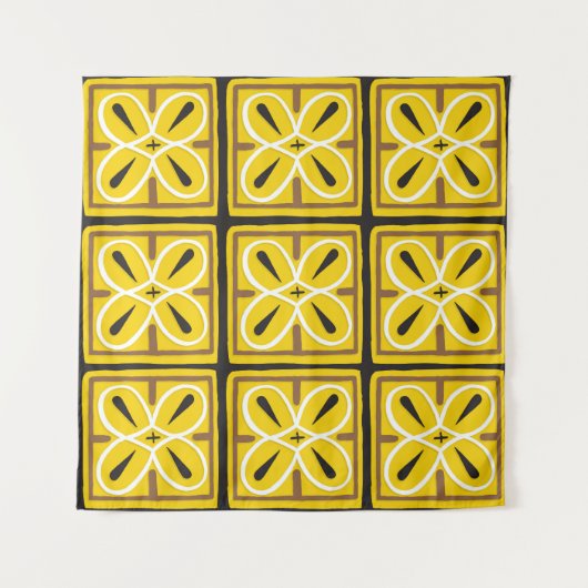 ヴィンテージ瓦パターンデザイン タペストリー (正面)