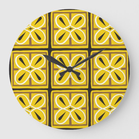 ヴィンテージ瓦パターンデザイン ラージ壁時計 (正面)