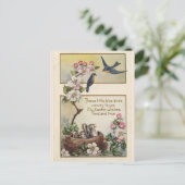 ヴィンテージ甘いブルーバードイースターグリーティングメッセージ ポストカード (スタンド正面)