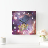 ヴィンテージ甘い天使飛んでいる スクエア壁時計 (ホーム)