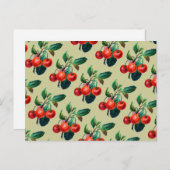 ヴィンテージ甘い赤いさくらんぼフルーツ壁紙パターン ポストカード (正面/裏面)