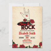 ヴィンテージ生まれからロックンロール赤ちゃんシャワー 招待状 (正面)