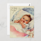 ヴィンテージ生まれたばかりのベビーかわいいハガキ ポストカード (正面/裏面)