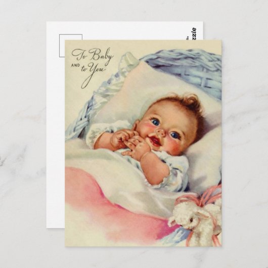 ヴィンテージ生まれたばかりのベビーかわいいハガキ ポストカード (正面/裏面)