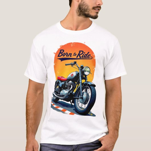 ヴィンテージ生まれバイクーに乗る芸術。 Tシャツ (正面)