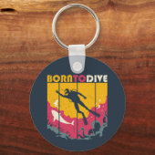 ヴィンテージ生まれレトロのダイブカッコいいスキューバダイバー キーホルダー (正面)