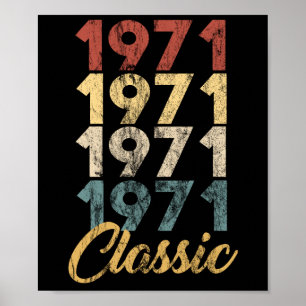 ヴィンテージ生まれレトロ1971年48誕生日ギフト ポスター