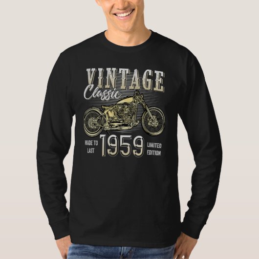 ヴィンテージ生まれ1959クラシック年オートバイBir Tシャツ (正面)