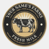 ヴィンテージ生乳乳乳乳牛ラベルテンプレート ラウンドシール (正面)