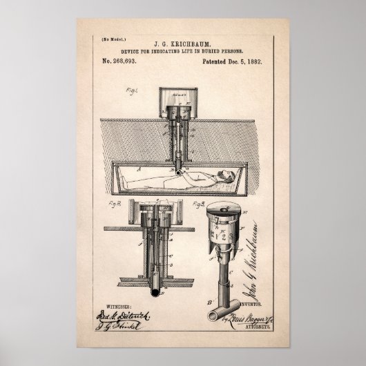 ヴィンテージ生活in棺の特許1882ポスター ポスター (正面)