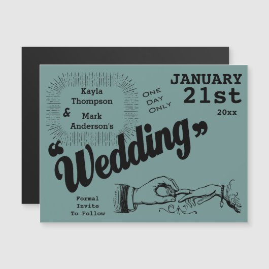 ヴィンテージ生産日を保存 マグネット招待状 (正面/裏面)