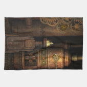 ヴィンテージ産業スチームパンク キッチンタオル (横)