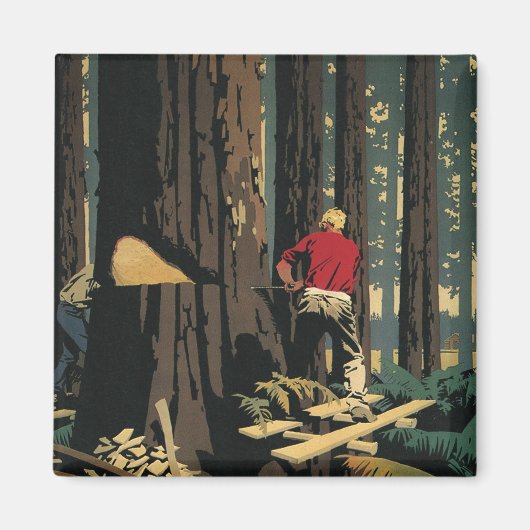 ヴィンテージ産業材材材木林 マグネット (正面)