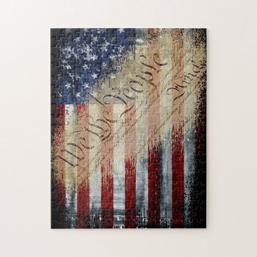 ヴィンテージ産業私たちアメリカ人国旗 ジグソーパズル (縦)