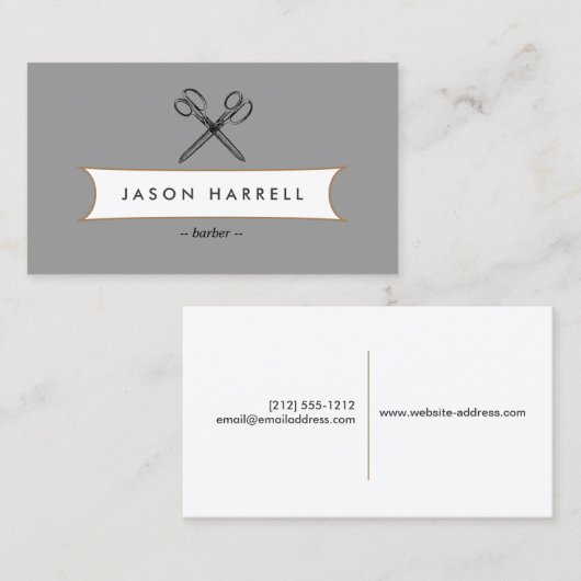 ヴィンテージ用はさみロゴ理容師、美容師 名刺 (正面/裏面)
