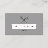 ヴィンテージ用はさみロゴ理容師、美容師 名刺 (正面)