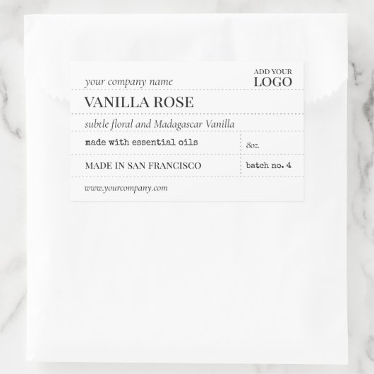 ヴィンテージ用ろうそく又は浴製品ラベル 長方形シール (バッグ)