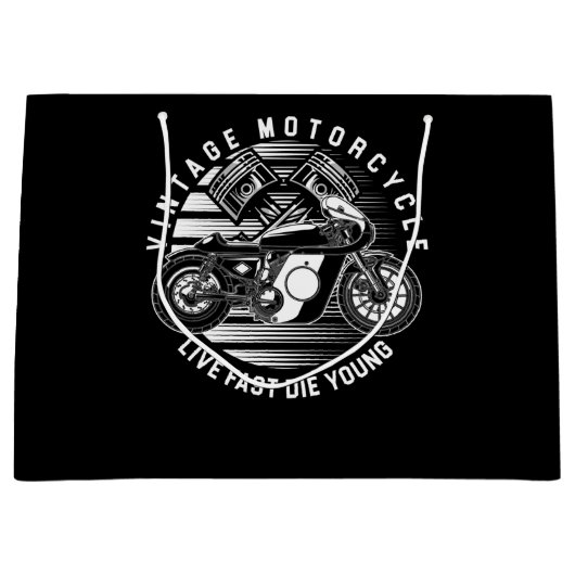 ヴィンテージ用オートバイレーシングギフト ラージペーパーバッグ (正面)