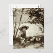 ヴィンテージ用休憩葉書付き少年 ポストカード (正面/裏面)