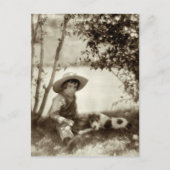 ヴィンテージ用休憩葉書付き少年 ポストカード (正面)