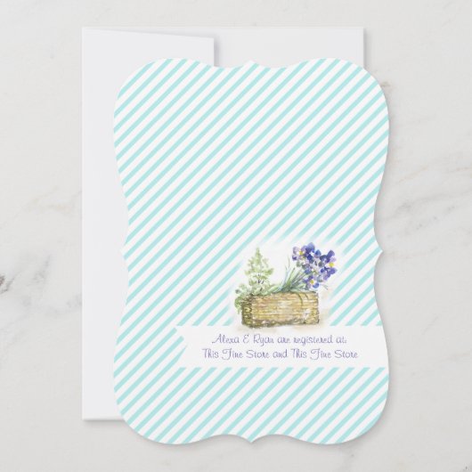 ヴィンテージ用花籠ブライダルシャワー 招待状 (裏面)