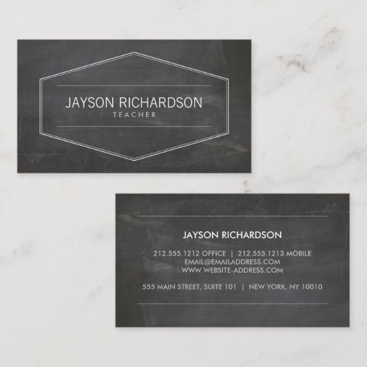 ヴィンテージ用Chalkboardの先生 名刺 (正面/裏面)