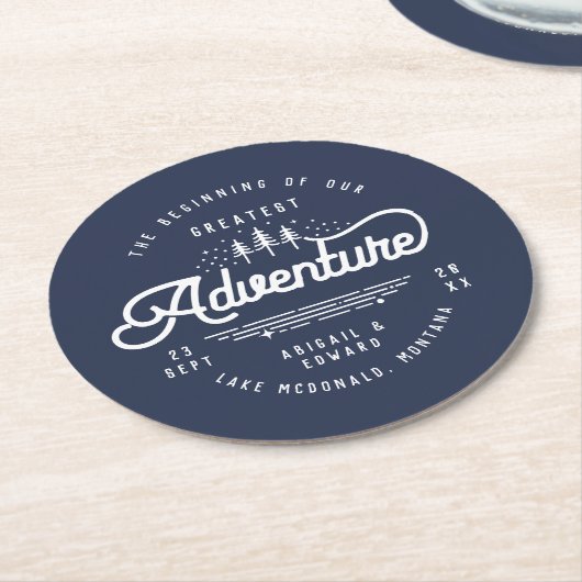 ヴィンテージ田舎の森林セーブ・ザ・デート案内 ラウンドペーパーコースター (アングル)
