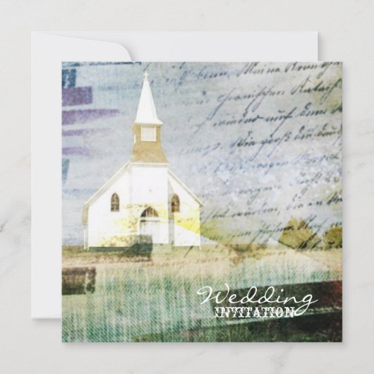 ヴィンテージ田舎の結婚礼拝堂 招待状 (正面)