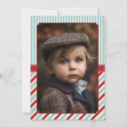 ヴィンテージ男の口ひげ1歳の誕生日の男の子 招待状 (裏面)